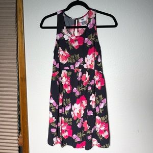 Navy Babydoll Floral Dress